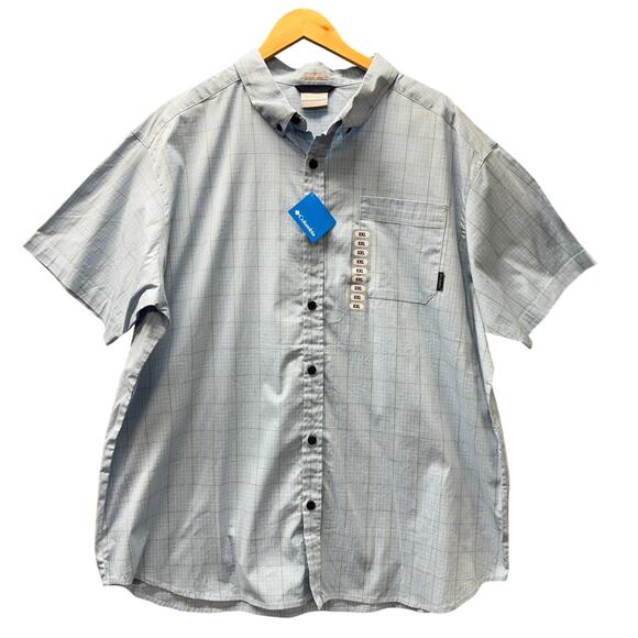 Columbia Shirt Mens XXL 2XL Blue Plaid Button Down Rapid Rivers Short Sleeve NEW - Picture 1 of 7